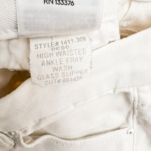 Mother High Waisted Looker Ankle Fray Glass Slipper White Denim Jeans Size 27 - Picture 10 of 11